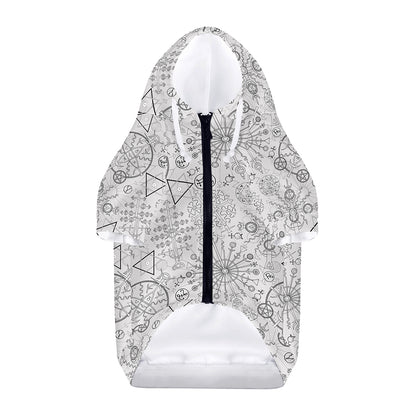 Grey And Black Mystical Wiccan Print Dog Zip Up Hoodie