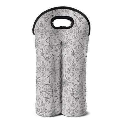 Grey And Black Mystical Wiccan Print Double Neoprene Wine Tote