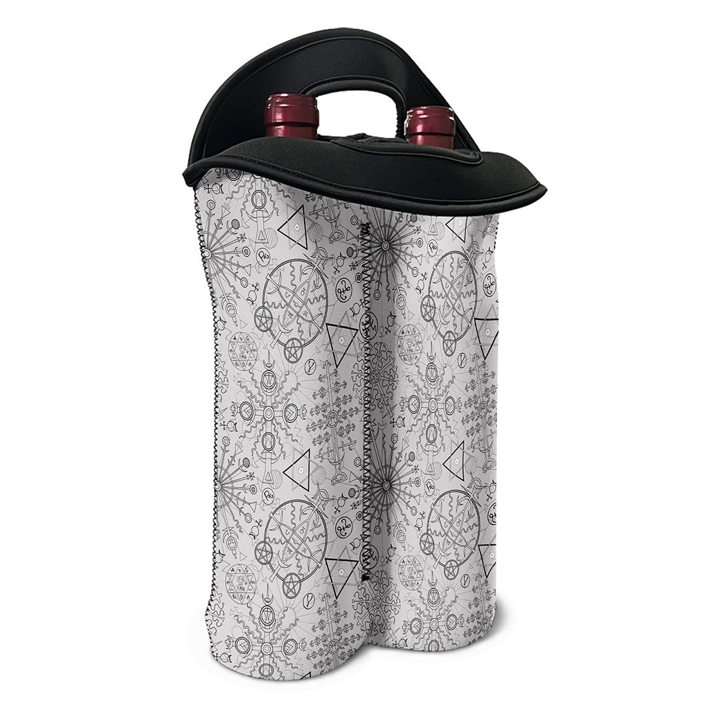 Grey And Black Mystical Wiccan Print Double Neoprene Wine Tote