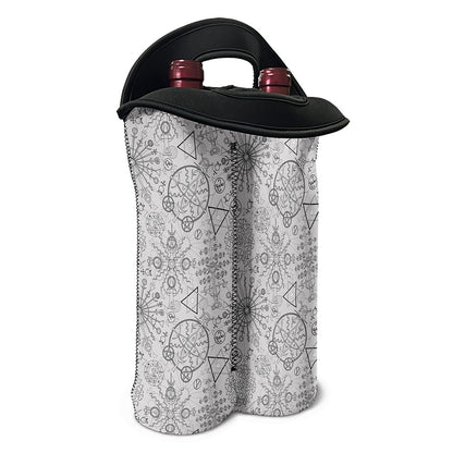 Grey And Black Mystical Wiccan Print Double Neoprene Wine Tote