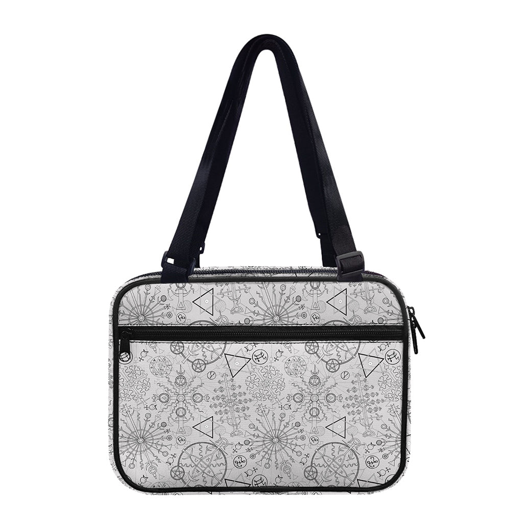 Grey And Black Mystical Wiccan Print Double Strap Bible Bag