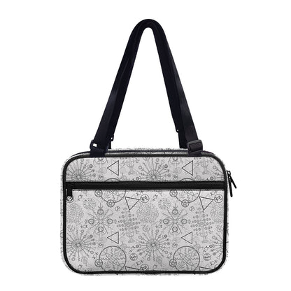 Grey And Black Mystical Wiccan Print Double Strap Bible Bag