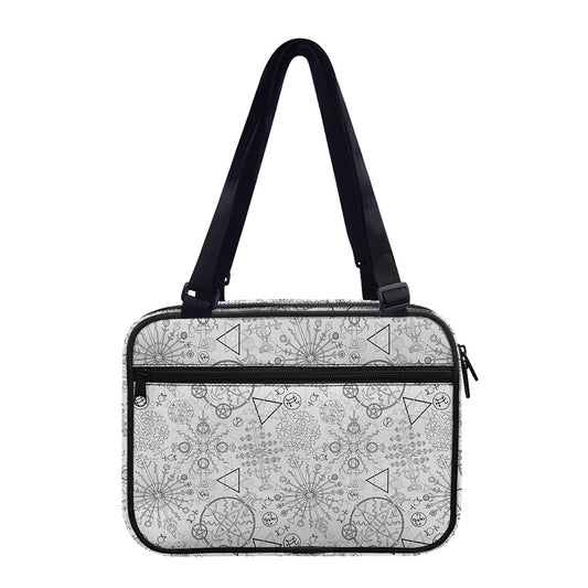 Grey And Black Mystical Wiccan Print Double Strap Bible Bag