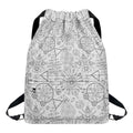 Grey And Black Mystical Wiccan Print Drawstring Backpack