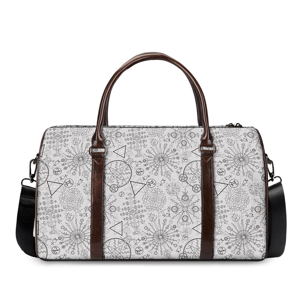 Grey And Black Mystical Wiccan Print Duffle Bag