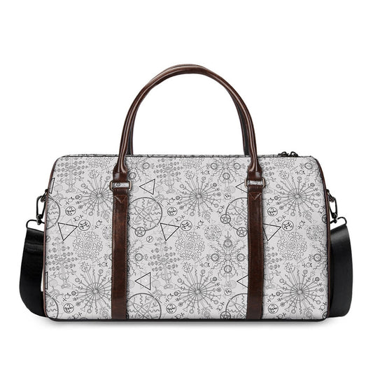 Grey And Black Mystical Wiccan Print Duffle Bag
