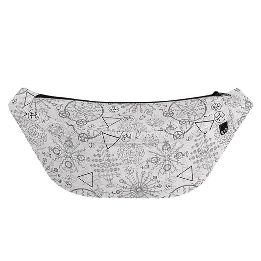Grey And Black Mystical Wiccan Print Fanny Pack