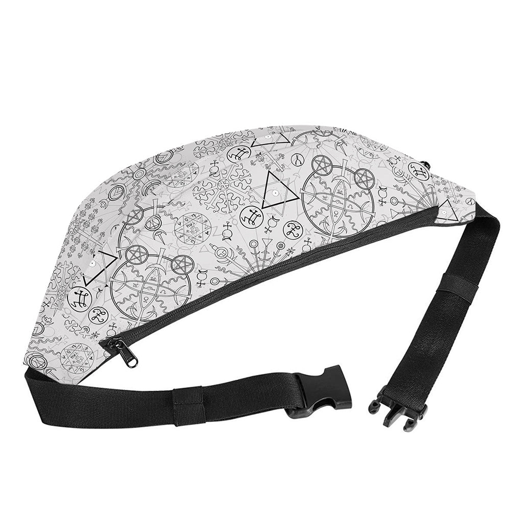 Grey And Black Mystical Wiccan Print Fanny Pack
