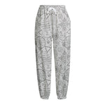 Grey And Black Mystical Wiccan Print Fleece Lined Knit Pants