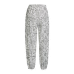 Grey And Black Mystical Wiccan Print Fleece Lined Knit Pants
