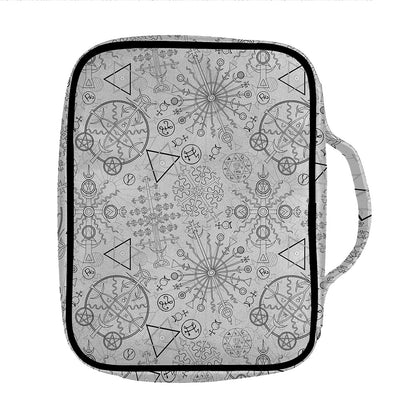 Grey And Black Mystical Wiccan Print Front Pocket Bible Bag