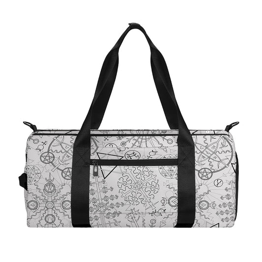 Grey And Black Mystical Wiccan Print Gym Bag