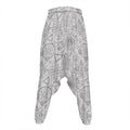 Grey And Black Mystical Wiccan Print Hammer Pants