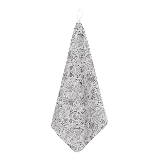 Grey And Black Mystical Wiccan Print Hand Towel