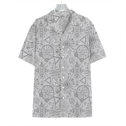 Grey And Black Mystical Wiccan Print Hawaiian Shirt