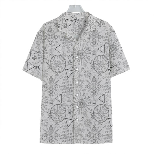 Grey And Black Mystical Wiccan Print Hawaiian Shirt