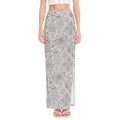 Grey And Black Mystical Wiccan Print High Slit Maxi Skirt