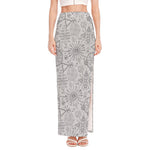 Grey And Black Mystical Wiccan Print High Slit Maxi Skirt