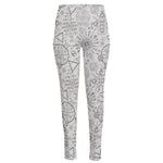 Grey And Black Mystical Wiccan Print High-Waisted Pocket Leggings