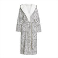Grey And Black Mystical Wiccan Print Hooded Bathrobe