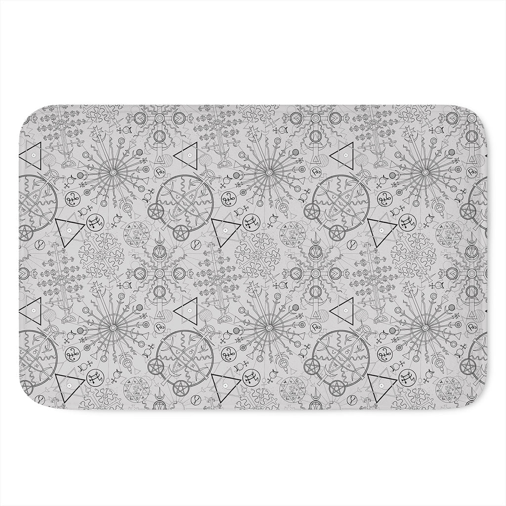 Grey And Black Mystical Wiccan Print Indoor Door Mat