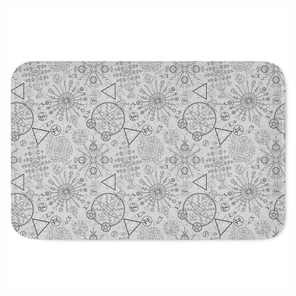 Grey And Black Mystical Wiccan Print Indoor Door Mat