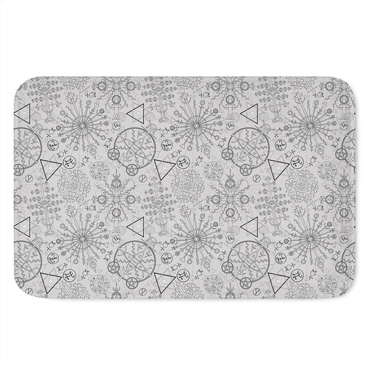 Grey And Black Mystical Wiccan Print Indoor Door Mat