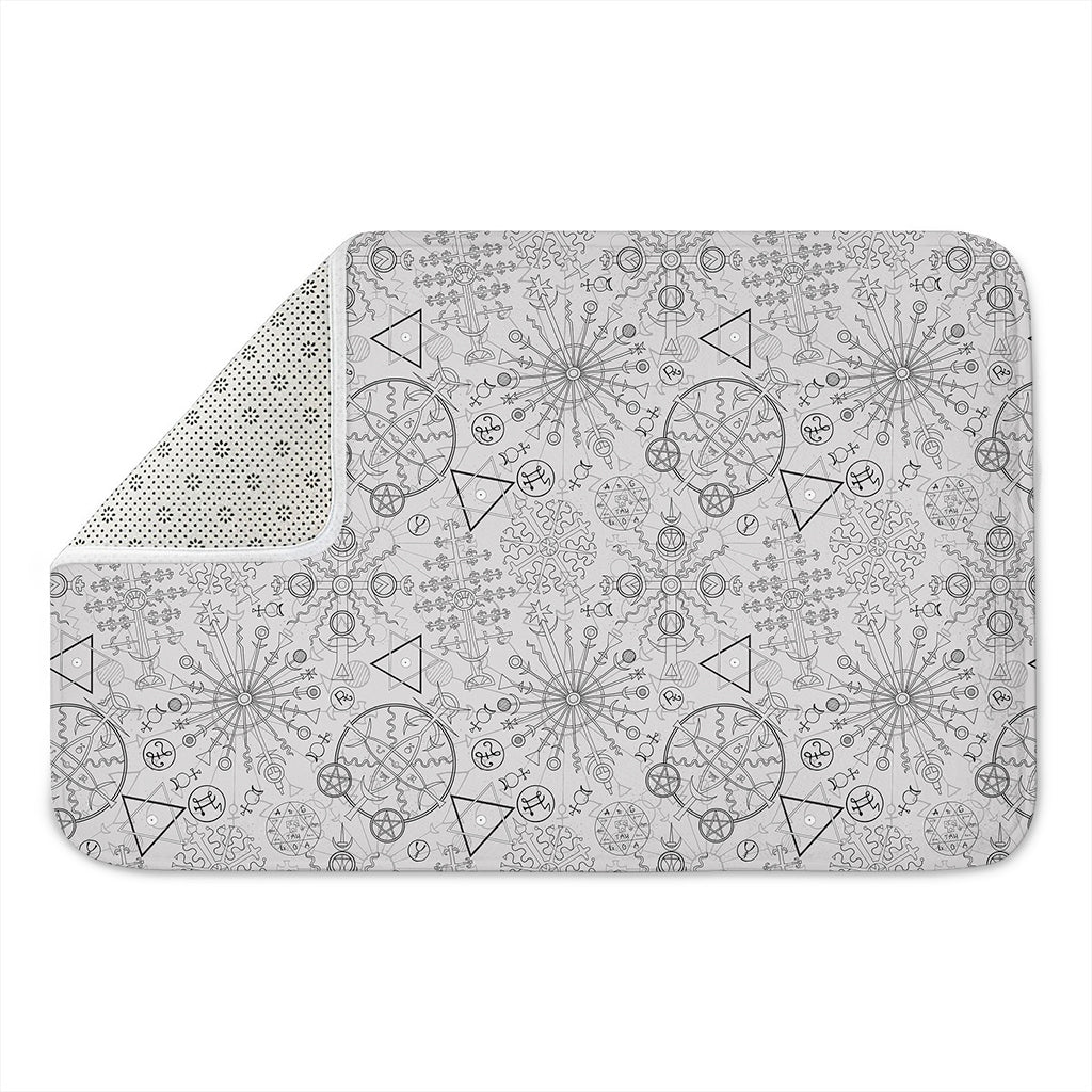 Grey And Black Mystical Wiccan Print Indoor Door Mat