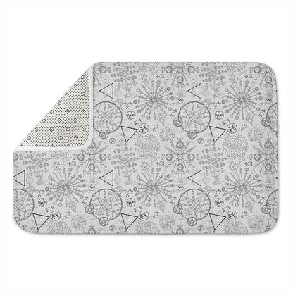 Grey And Black Mystical Wiccan Print Indoor Door Mat