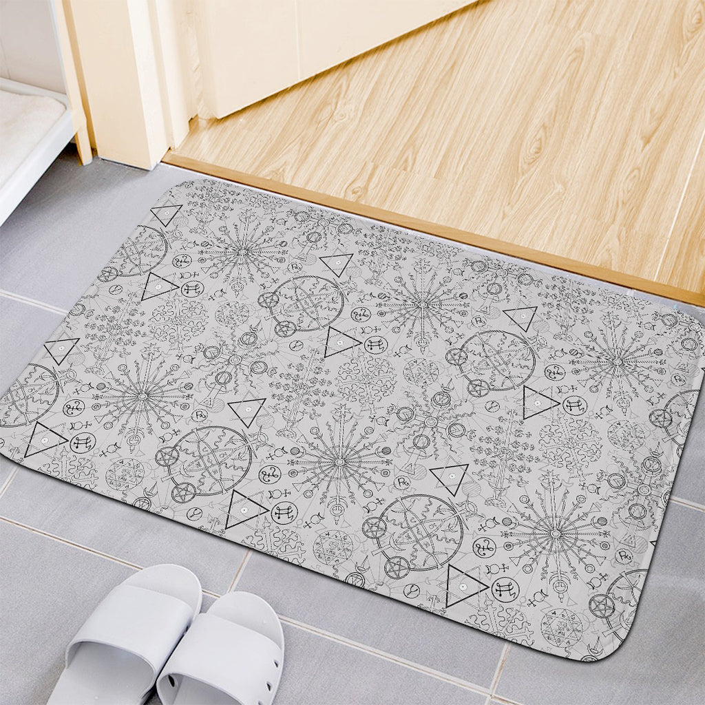 Grey And Black Mystical Wiccan Print Indoor Door Mat