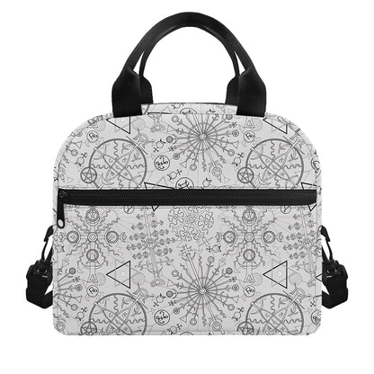 Grey And Black Mystical Wiccan Print Insulated Lunch Bag