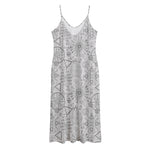Grey And Black Mystical Wiccan Print Jersey Midi Cami Dress