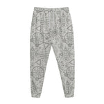 Grey And Black Mystical Wiccan Print Jogger Pants