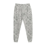 Grey And Black Mystical Wiccan Print Jogger Pants