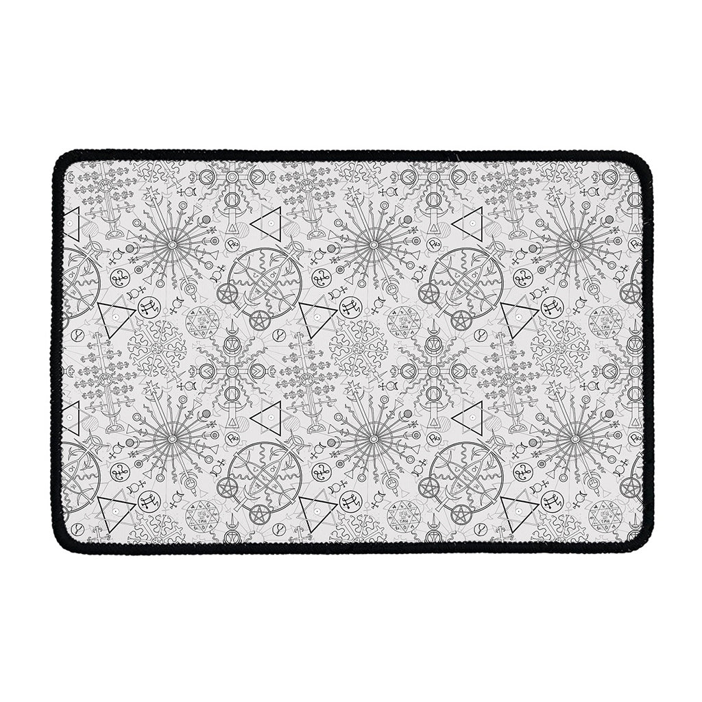 Grey And Black Mystical Wiccan Print Kitchen Mat