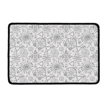 Grey And Black Mystical Wiccan Print Kitchen Mat