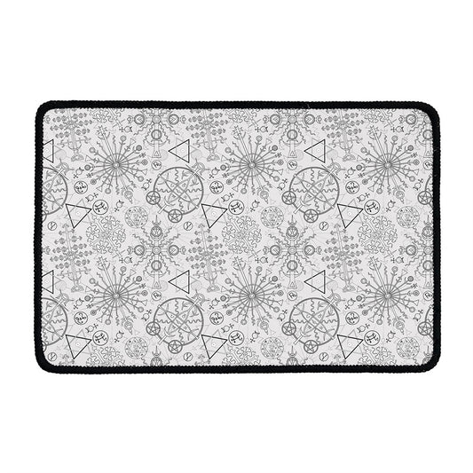 Grey And Black Mystical Wiccan Print Kitchen Mat
