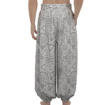 Grey And Black Mystical Wiccan Print Lantern Pants