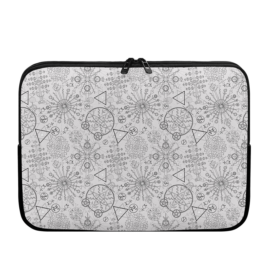 Grey And Black Mystical Wiccan Print Laptop Sleeve