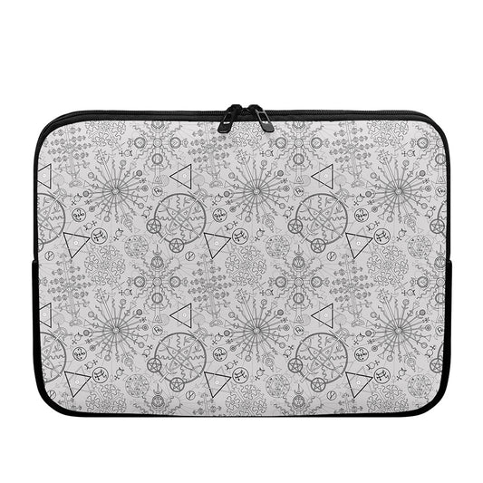 Grey And Black Mystical Wiccan Print Laptop Sleeve