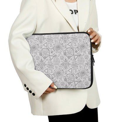 Grey And Black Mystical Wiccan Print Laptop Sleeve