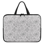 Grey And Black Mystical Wiccan Print Laptop Sleeve With Handle