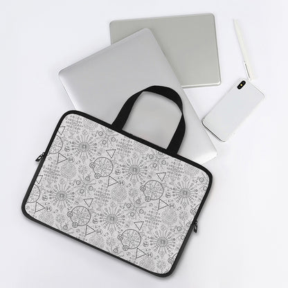 Grey And Black Mystical Wiccan Print Laptop Sleeve With Handle