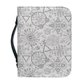 Grey And Black Mystical Wiccan Print Leather Bible Cover