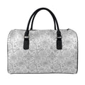 Grey And Black Mystical Wiccan Print Leather Duffel Bag