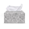 Grey And Black Mystical Wiccan Print Leather Tissue Box Cover