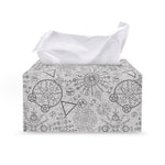 Grey And Black Mystical Wiccan Print Leather Tissue Box Cover