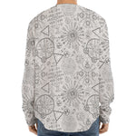 Grey And Black Mystical Wiccan Print Long Sleeve Baseball Jersey