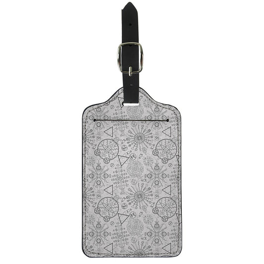 Grey And Black Mystical Wiccan Print Luggage Tag