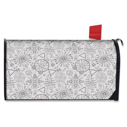 Grey And Black Mystical Wiccan Print Mailbox Cover